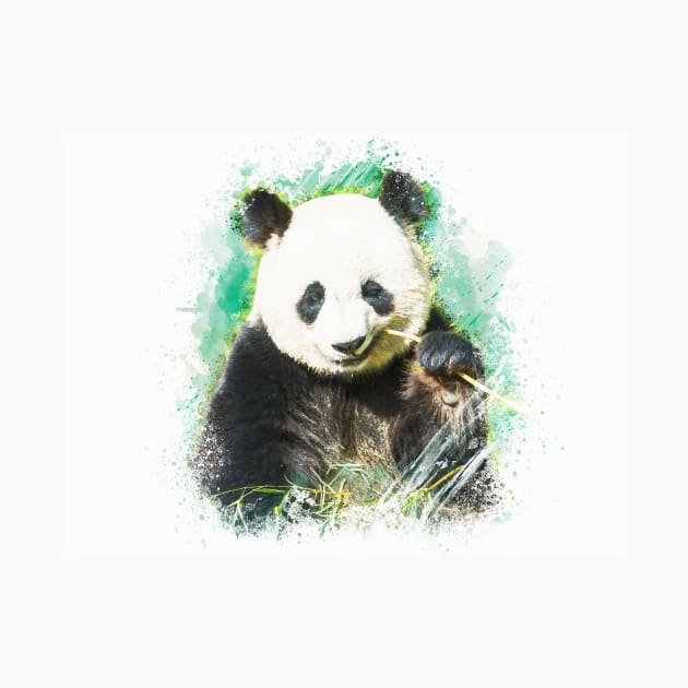 Panda Bear Animal Forest Wildlife China Bamboo Nature Asia Digital Painting by Cubebox