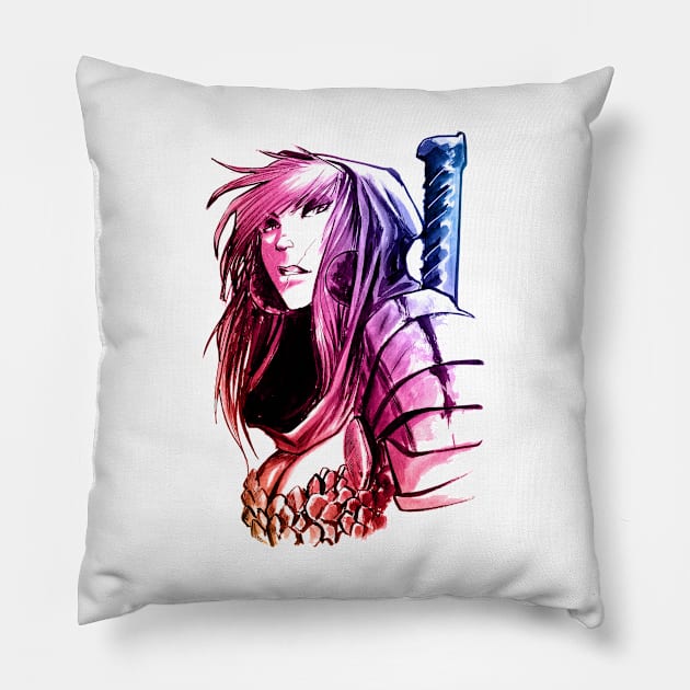 Viking Girl Pillow by alessandromicelli