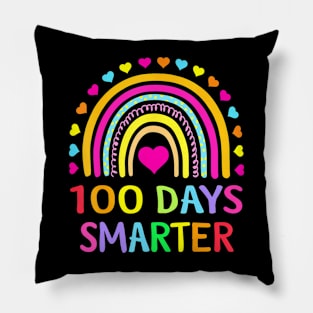 100Th Day Of School Teacher 100 Days Smarter Rainbow Pillow