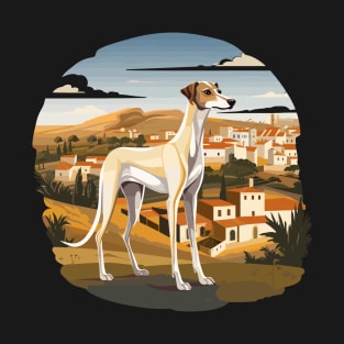 Galgo Espanol Greyhound Spanish Village Landspace T-Shirt