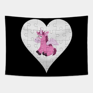 Jigsaw  Unicorn Heart Design - Mythical Creature Unicorn Tapestry