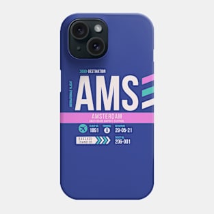 Amsterdam (AMS) Airport Code Baggage Tag Phone Case