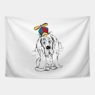 Cute Droopy Basset Hound with a Spinner Hat Tapestry