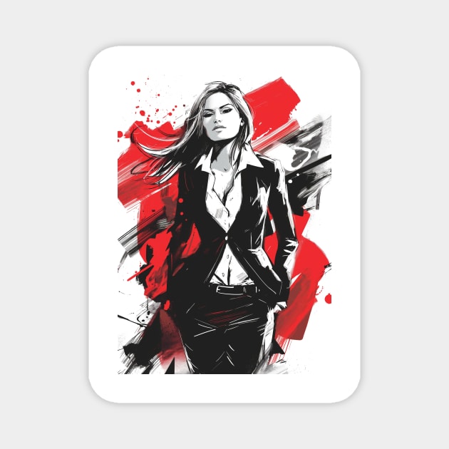 Black Ink Business Woman Magnet by Durro