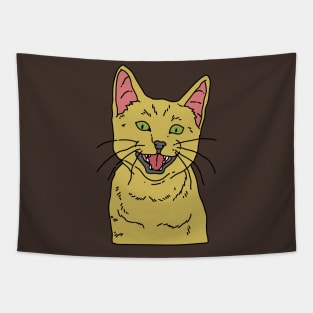 Yellow Smiling Cat Tapestry