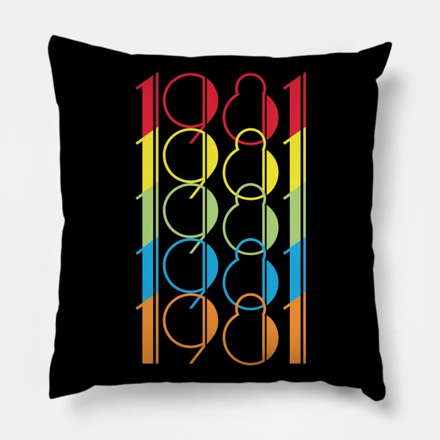 VINTAGE T-SHIRT Birthday 1981 Pillow by soufibyshop