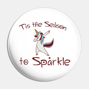 Dabbing Unicorn Christmas Season Sparkle Pin