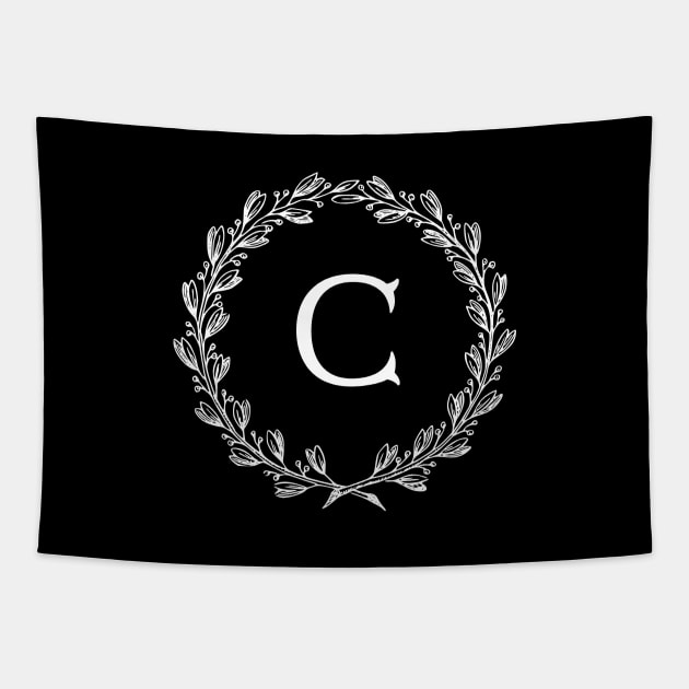 Beautiful Letter C Alphabet Initial Monogram Wreath Tapestry by anonopinion