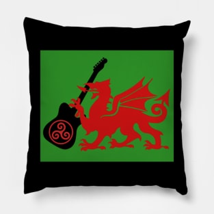 Welsh Celtic Guitar Dragon Pillow