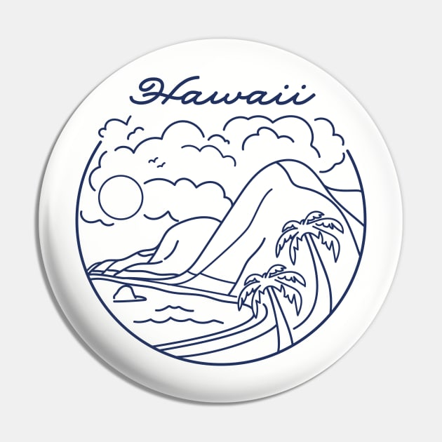 Hawaii Beach Island Logo Pin by luckybengal