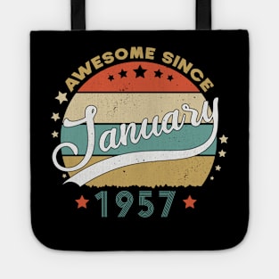 Awesome Since january 1957 Birthday Retro Sunset Vintage Funny Gift For Birthday Tote