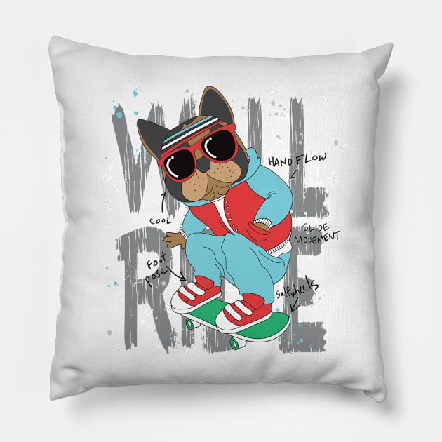 Will Ride Pug Pillow by D3monic