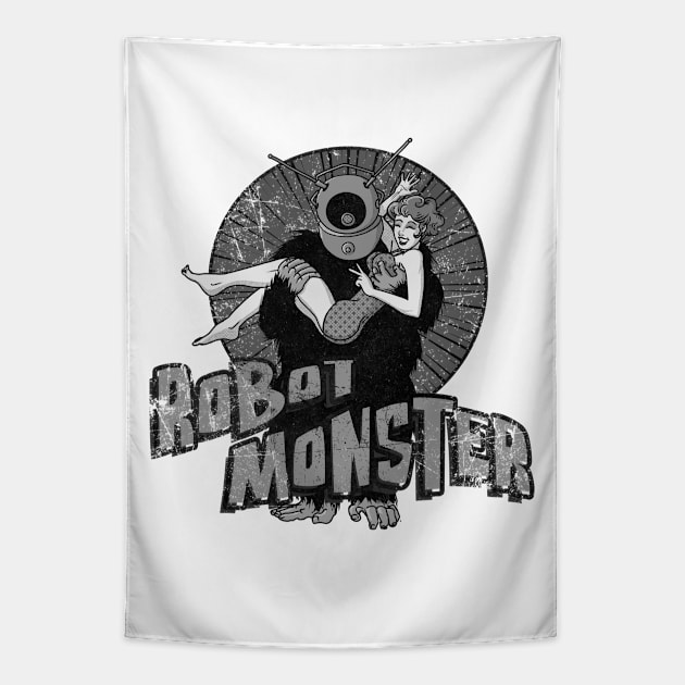 The Robot Monster in Love Tapestry by Doc Multiverse Designs