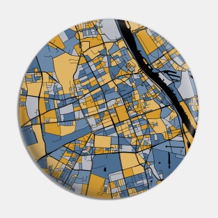 Warsaw Map Pattern in Blue & Gold Pin