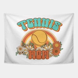 Groovy Tennis mom Retro gift for funny mother Vintage floral pattern Tapestry