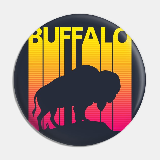 Vintage Retro 1980s Buffalo Pin by GWENT