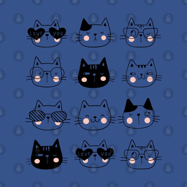 Cute Cat Set, Cute Cats and Kittens by Ribsa