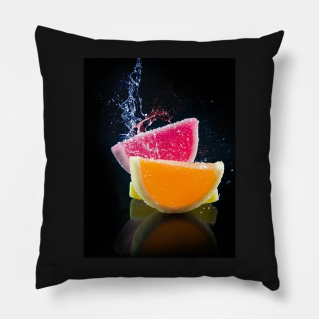 Jellies on black background Pillow by graphic3000