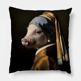 Pig with a Pearl Earring: National Pig Day Parody Pillow