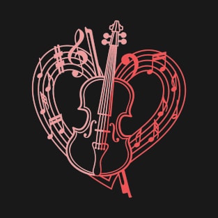 Violin Musical Heart Shape Music lovers Tee Valentines Day T-Shirt