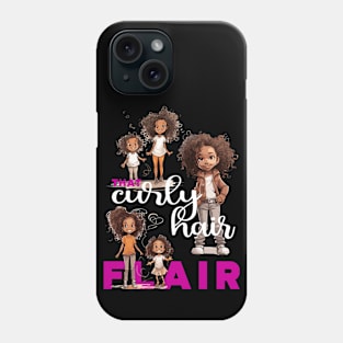 That curly hair flair for kids - white text Phone Case