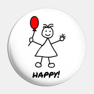 Cute Girl with Balloon Pin