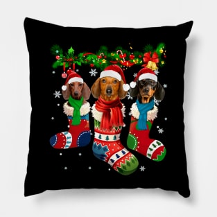 Dachshund In Christmas Sock Pillow