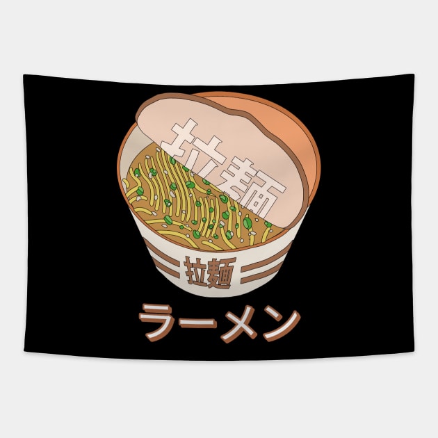 Kawaii Japanese Ramen Anime Food Aesthetic Tapestry by uncommontee