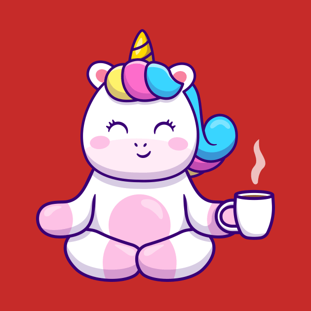 Cute Unicorn Yoga Holding Coffee by Catalyst Labs