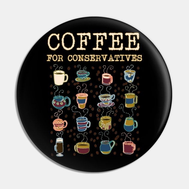 Coffee for Conservatives Pin by WordWind