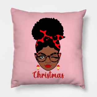 Christmas, Black Woman Pillow