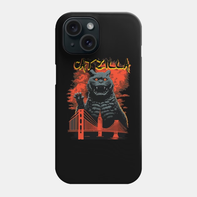 Catzilla Funny Cat Phone Case by vectrus