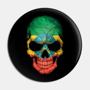 Ethiopian Flag Skull Pin