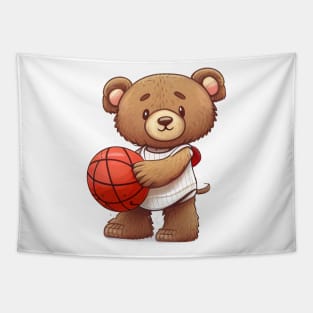 Little bear ready to play basketball Tapestry