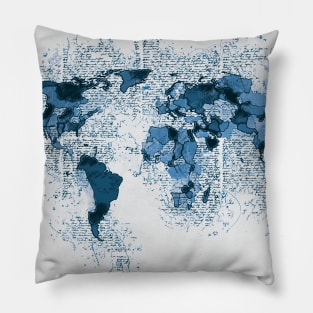 Vintage blue WORLD MAP for Geography Lovers Pillow