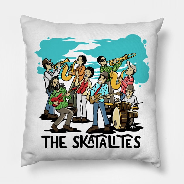 The Skstalites tshirt illustration full  collor Pillow by ROCKHOPPER