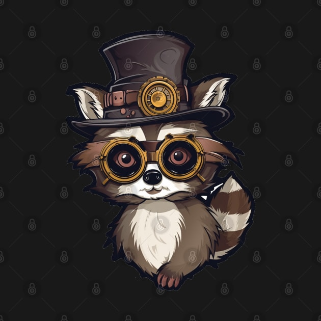 Cute Cartoon Steampunk Raccoon by Obotan Mmienu