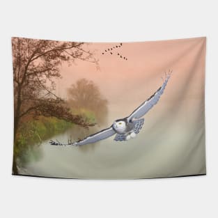 Snowy Owl in Flight Tapestry