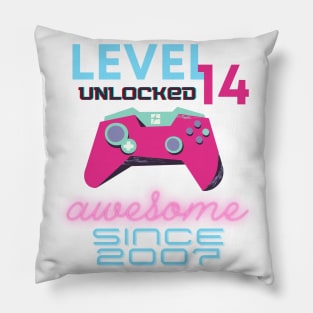 Level 14 Unlocked Awesome 2007 Video Gamer Pillow