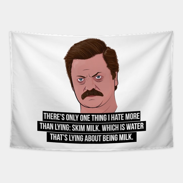 Ron Swanson - Skim Milk Tapestry by BluPenguin