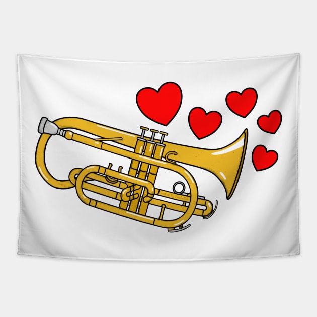 Valentines Cornet Teacher Cornetist Brass Player Wedding Musician Tapestry by doodlerob