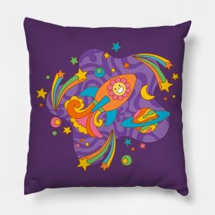 Groovy Cosmic Adventure_Bg Purple Pillow