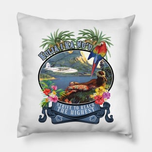 Vintage Tiki Hawaiian Style " Strive to Reach the Highest Pillow