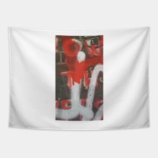 Overpass Graffiti Red White and Gray Tapestry