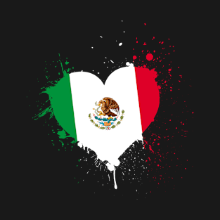 Heart Mexican Flag Mexico T-Shirt