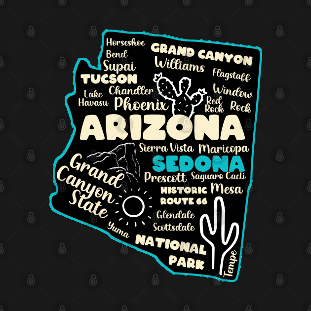 Arizona Sedona map arizona state usa arizona tourism sedona tourism by BoogieCreates