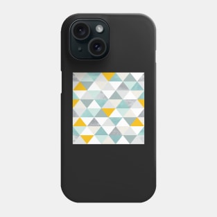 Geometric Triangles in Gold and Blue Phone Case