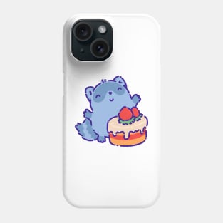 Raccoon with a strawberry cake Phone Case