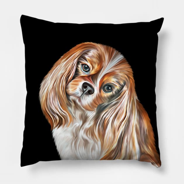 Drawing Dog Cavalier King Charles Spaniel Pillow by Bonidog