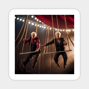 Pensioners as trapeze Artists Magnet